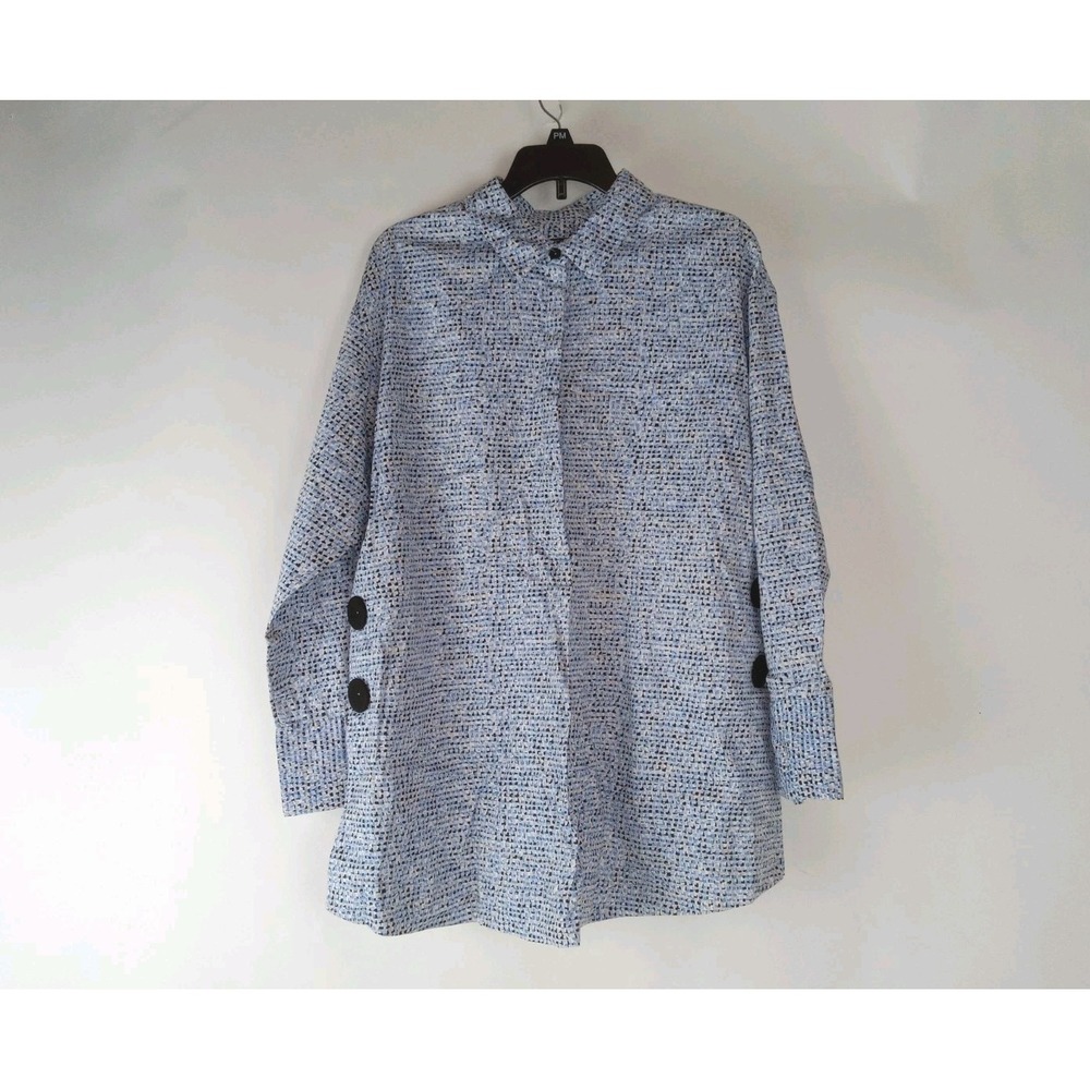 Nic + Zoe Women's Blouse with Black Buttons Multicolor Collared Top size S
